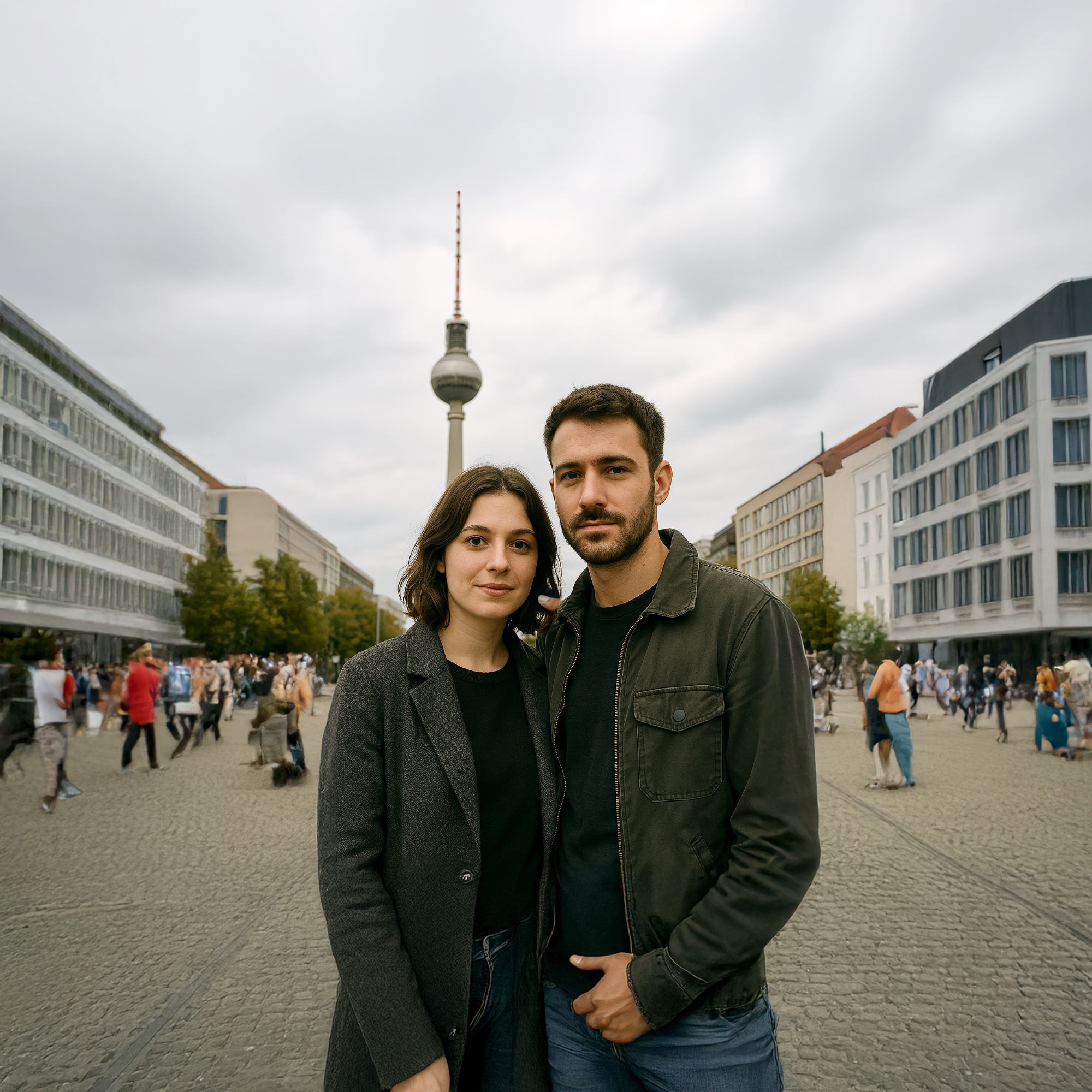 Berliner Paar vor dem Fernsehturm